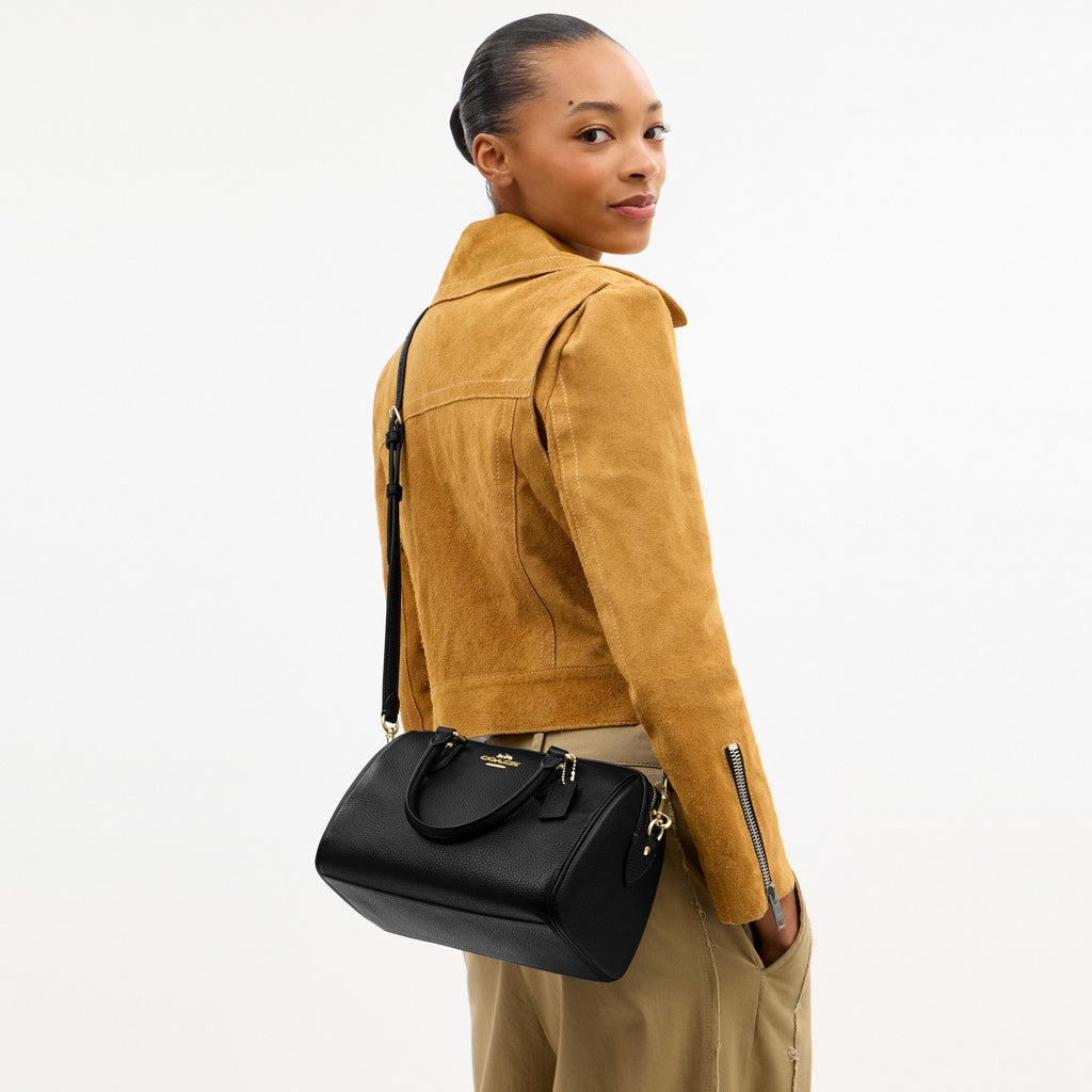 Coach Rowan Satchel Bag - Gold/Black (Women's)