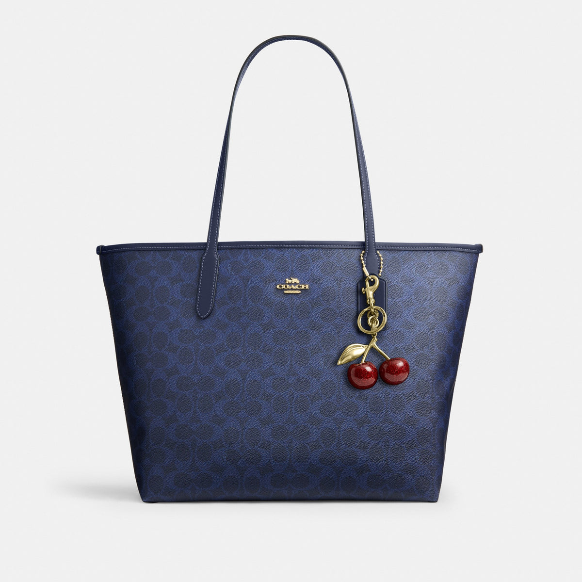 Coach City Tote Bag In Signature Canvas - Gold/Navy (Women's)