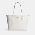 Coach City Tote Bag In Signature Canvas - Gold/White/Chalk (Women's)