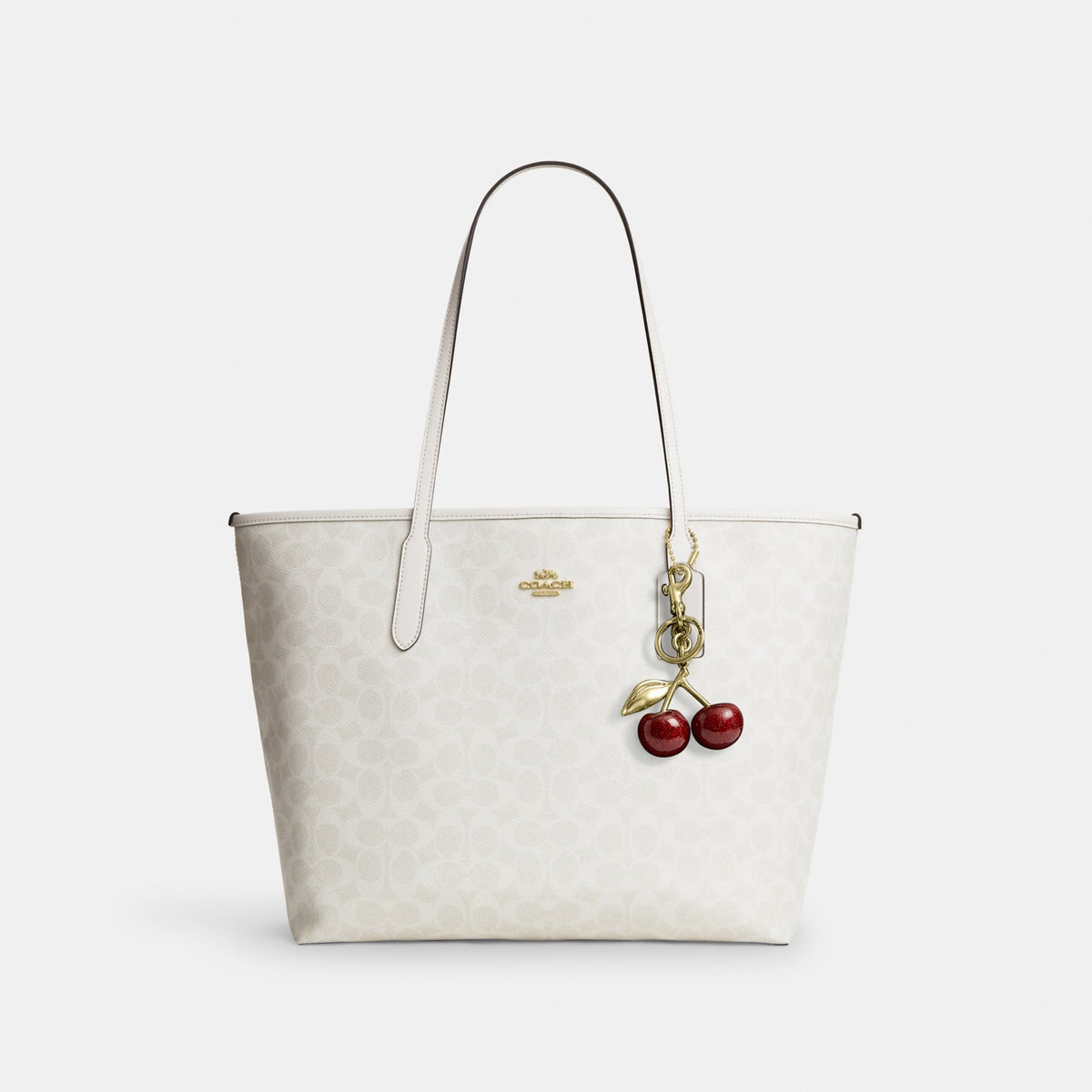 Coach City Tote Bag In Signature Canvas - Gold/White/Chalk (Women's)