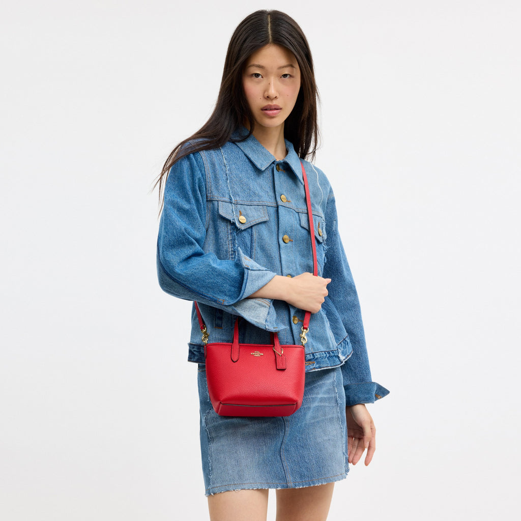 Coach City Mini Tote Bag - Gold/Bright Cardinal (Women's)