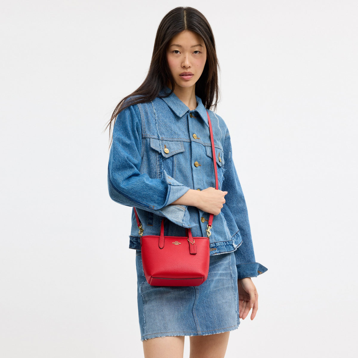 Coach City Mini Tote Bag - Gold/Bright Cardinal (Women's)