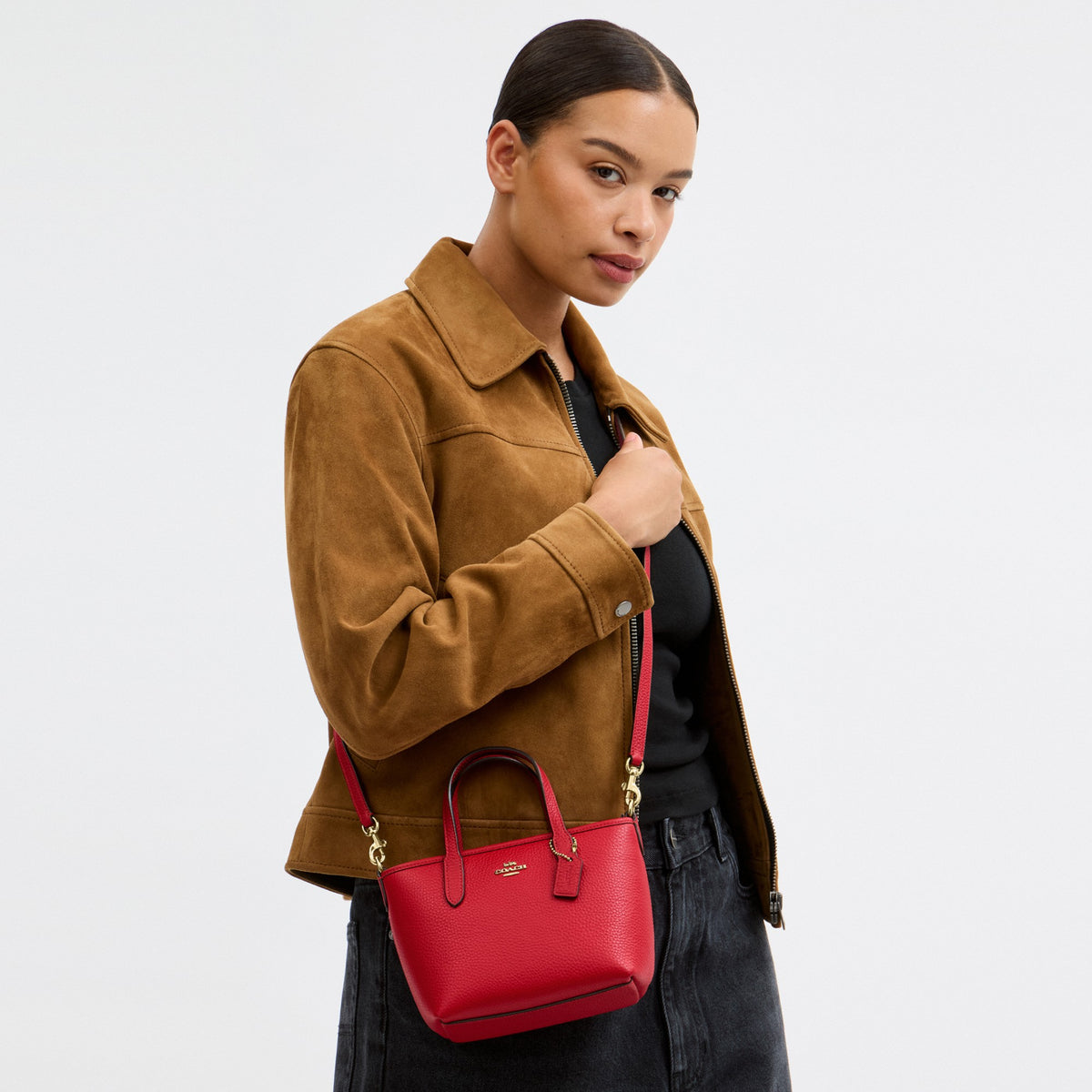 Coach City Mini Tote Bag - Gold/Bright Cardinal (Women's)