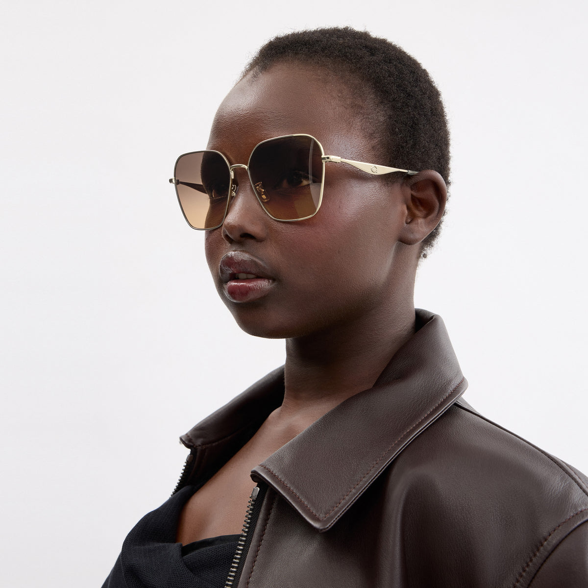 Coach C Hardware Metal Oversized Square Sunglasses - Peach Blush (4)