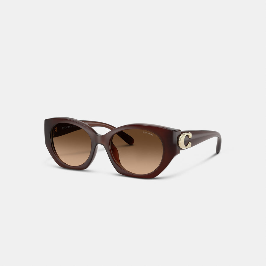 Coach Maxi Sculpted C Oval Sunglasses - Brown Gradient (Women's)