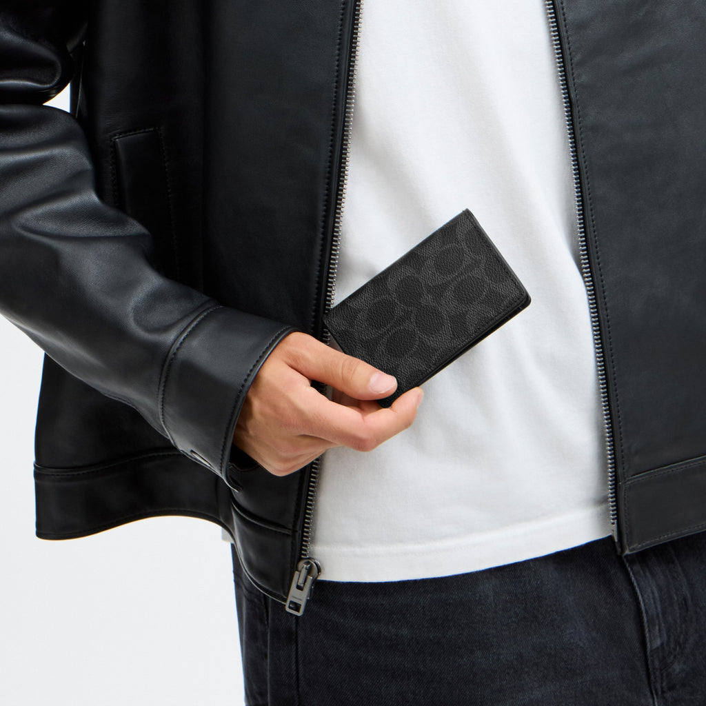 Coach ID Wallet In Signature Canvas - Black Signature (Men's)
