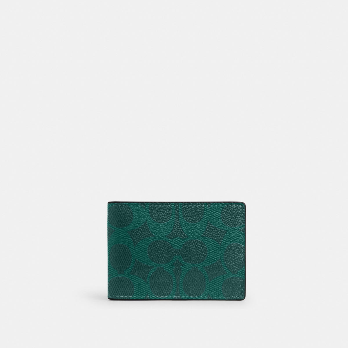 Coach Compact Billfold Wallet In Signature Canvas - Sea Green (Men's)