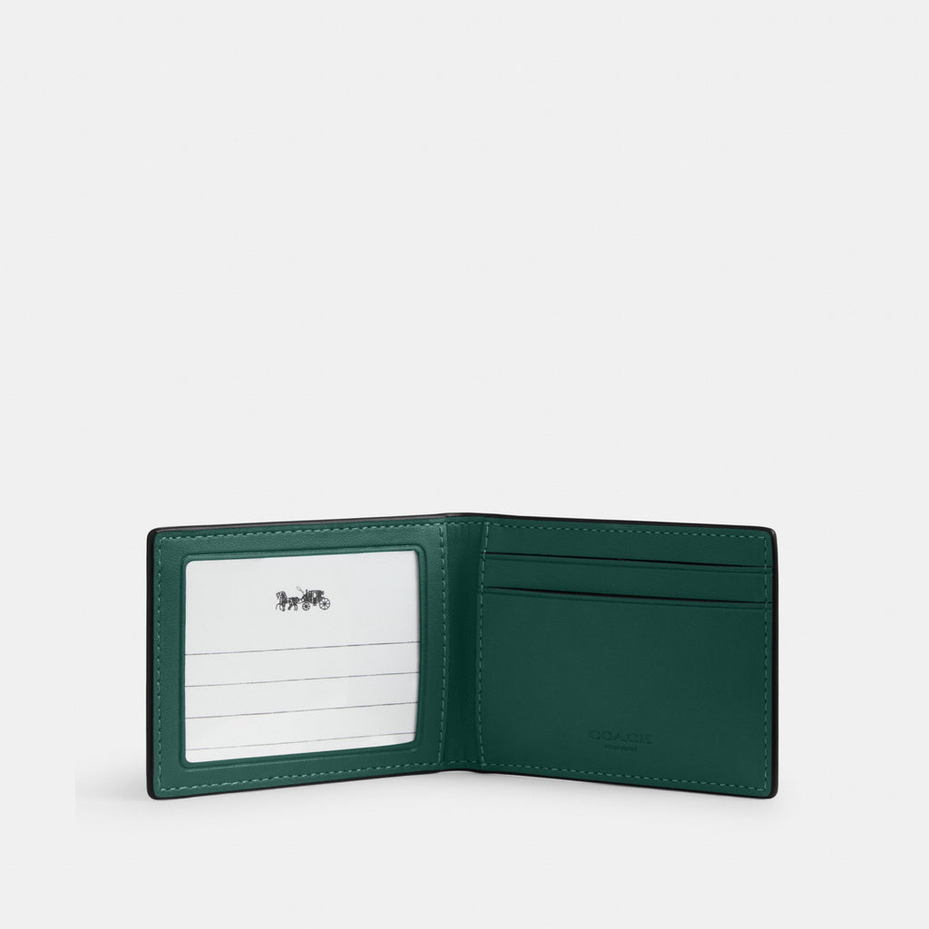 Coach Compact Billfold Wallet In Signature Canvas - Sea Green (Men's)