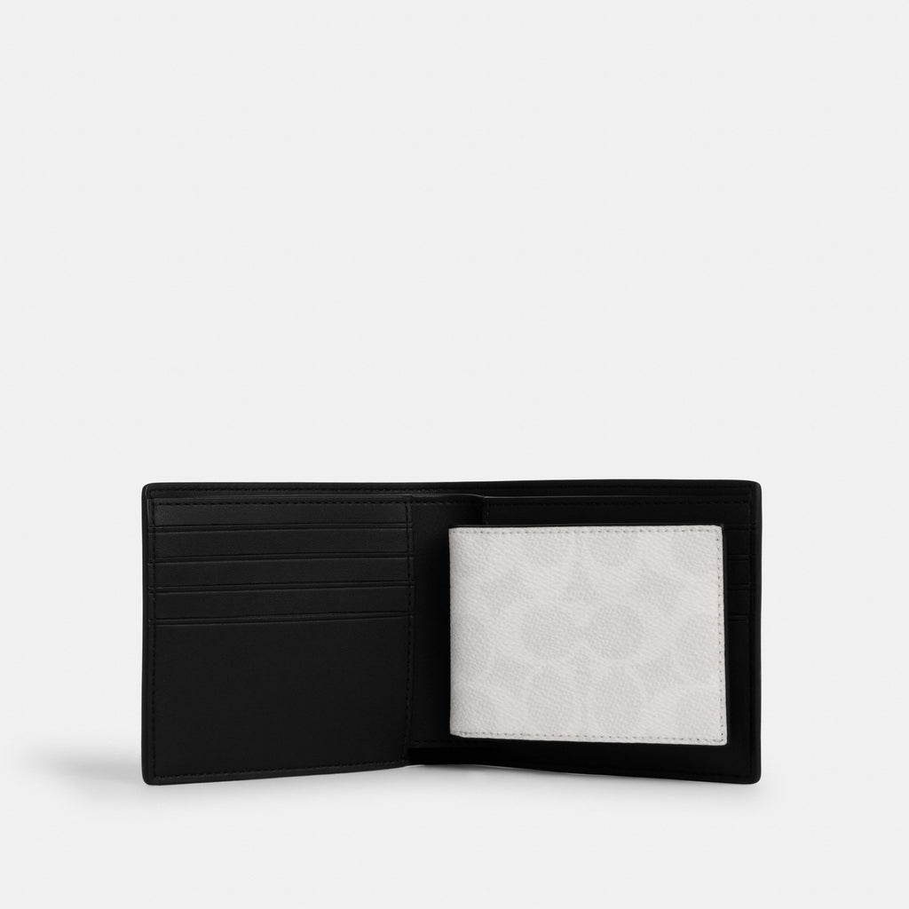 Coach 3-In-1 Wallet In Signature Canvas - Chalk & Black