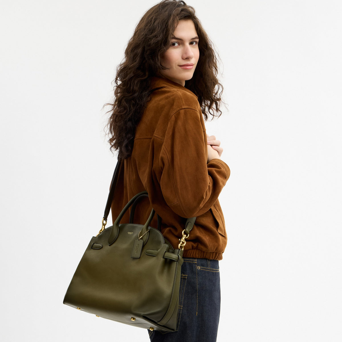 Coach Soft Empire Carryall Bag 40 - Brass/Olive (Women's)