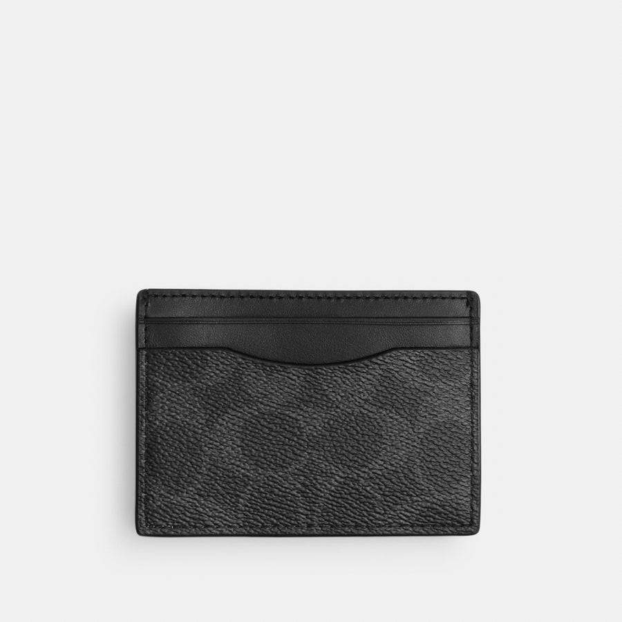 Coach Money Clip Card Case In Signature Canvas - Black Signature (Men's)