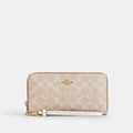 Coach Long Zip Around Wallet In Signature Canvas - Gold/Sand/Chalk
