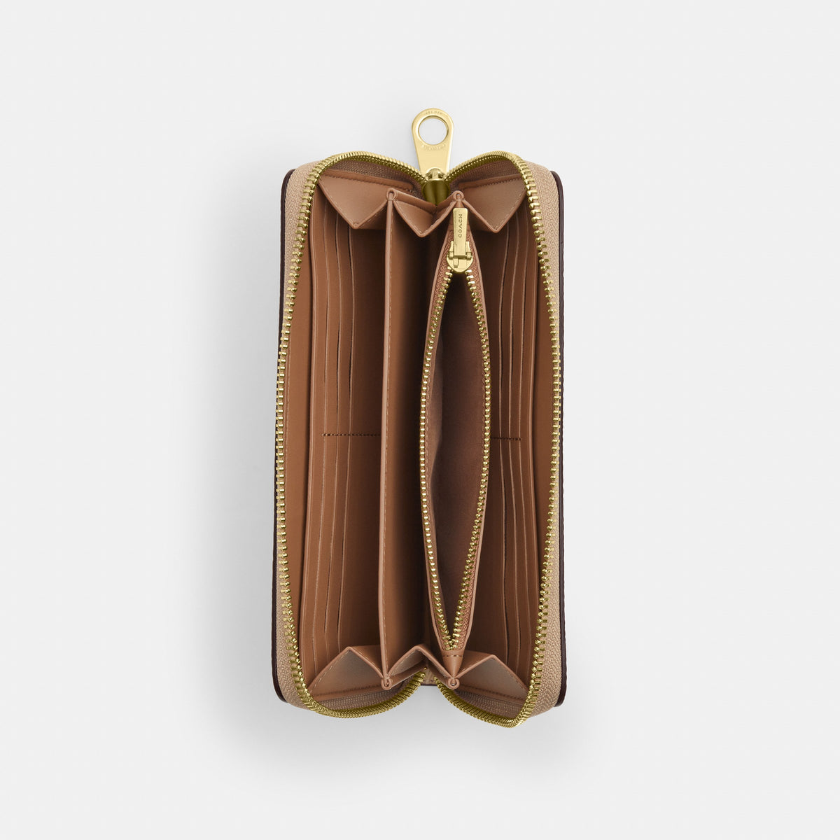 Coach Long Zip Around Wallet In Signature Canvas - Gold/Sand/Chalk (2)
