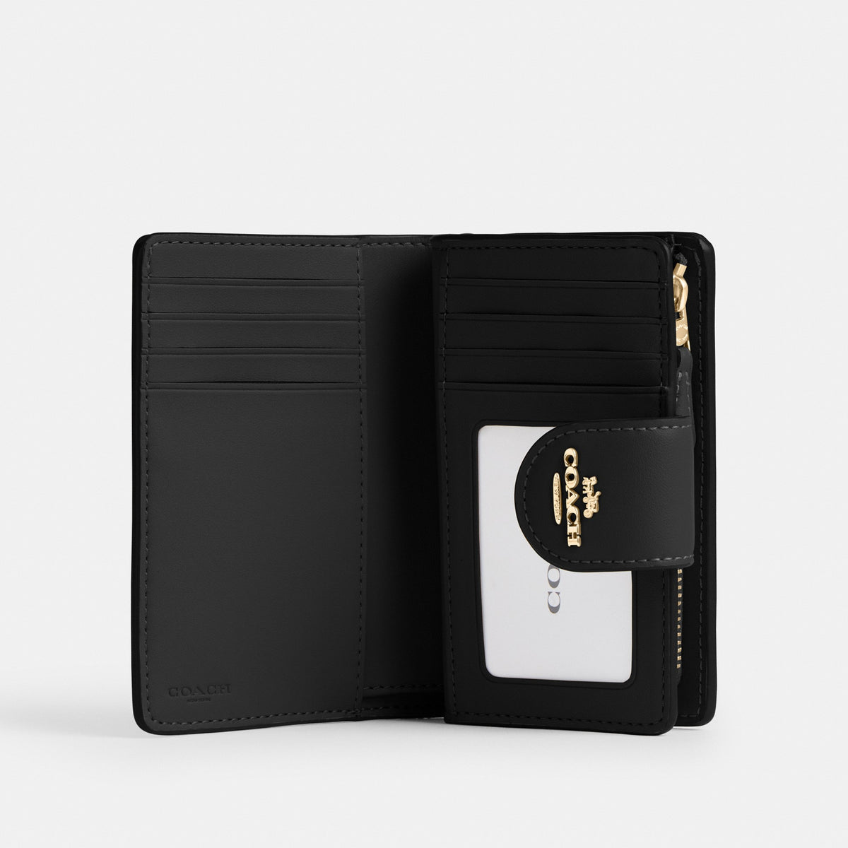 Coach Medium Corner Zip Wallet In Signature Canvas - Gold/Walnut/Black (Women's)