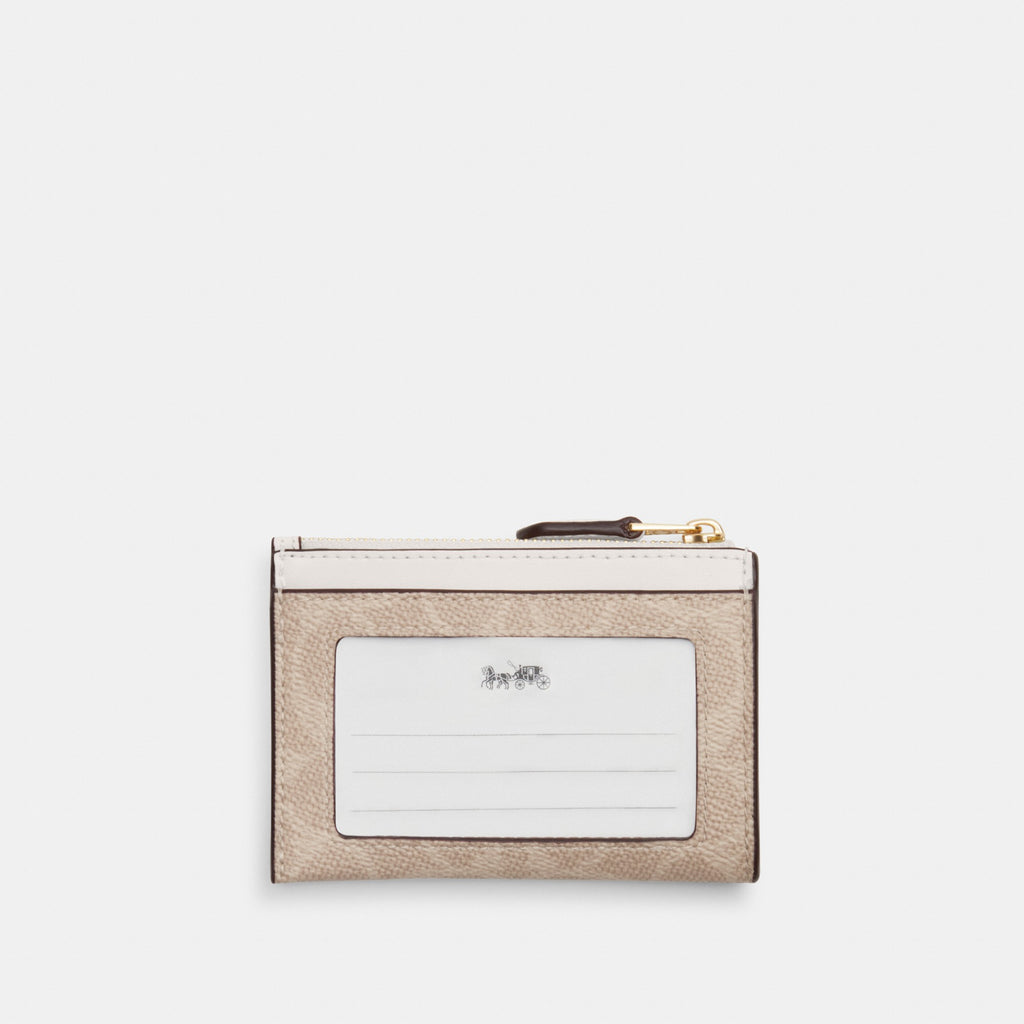 Coach Mini Skinny ID Case In Signature Canvas - Gold/Sand/Chalk (Women's)