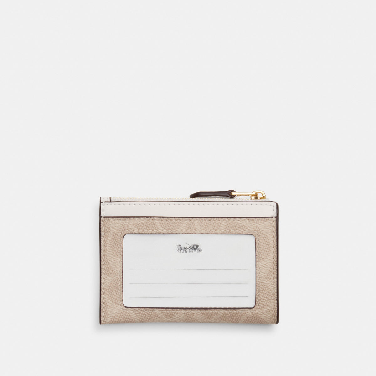 Coach Mini Skinny ID Case In Signature Canvas - Gold/Sand/Chalk (Women's)