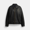 Coach Heritage C Plaque Oversized Leather Jacket - Black