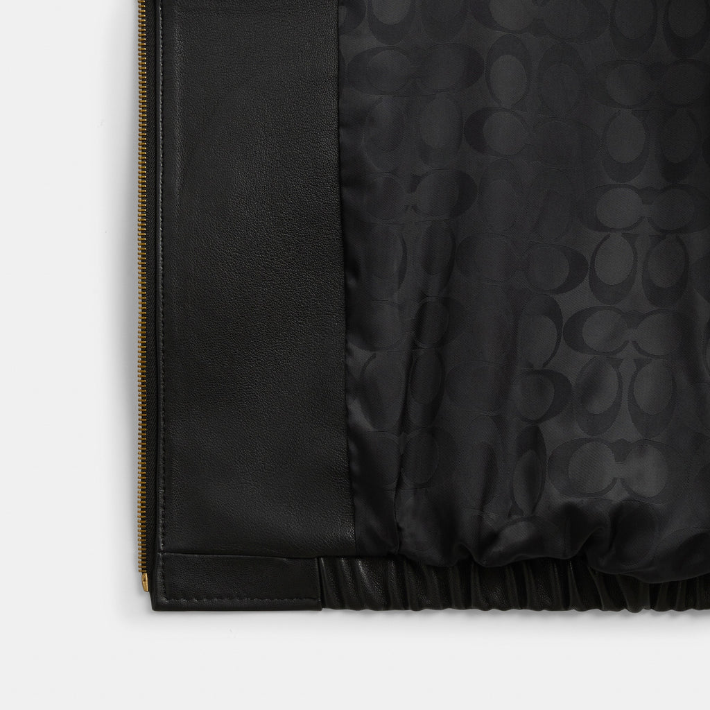 Coach Heritage C Plaque Oversized Leather Jacket - Black (2)
