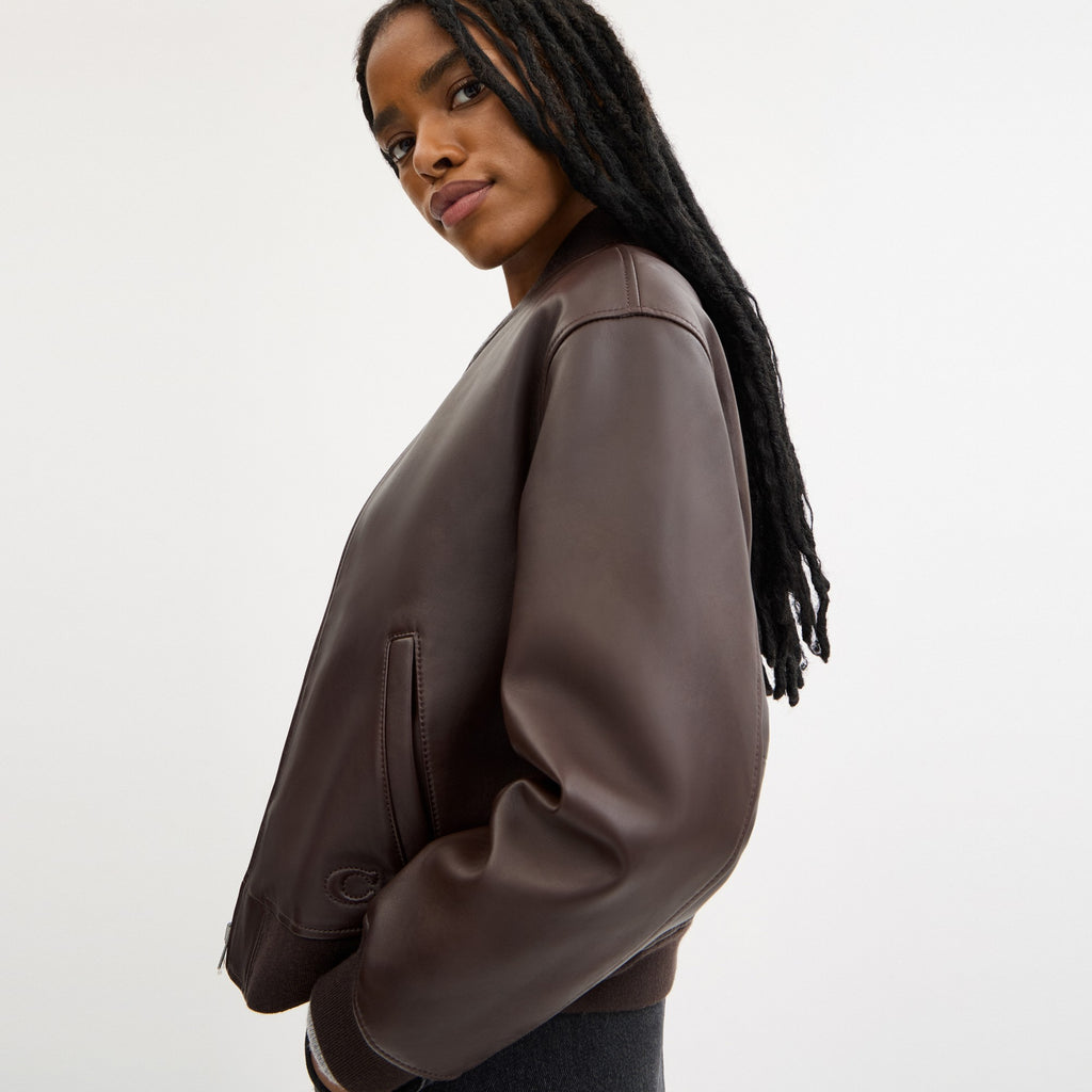 Coach Leather Bomber - Maple (Women's)