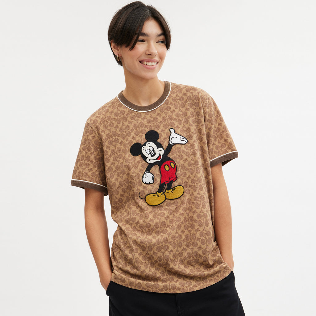 Coach Disney X Coach Signature Mickey Mouse T-Shirt - Tan Signature (2)
