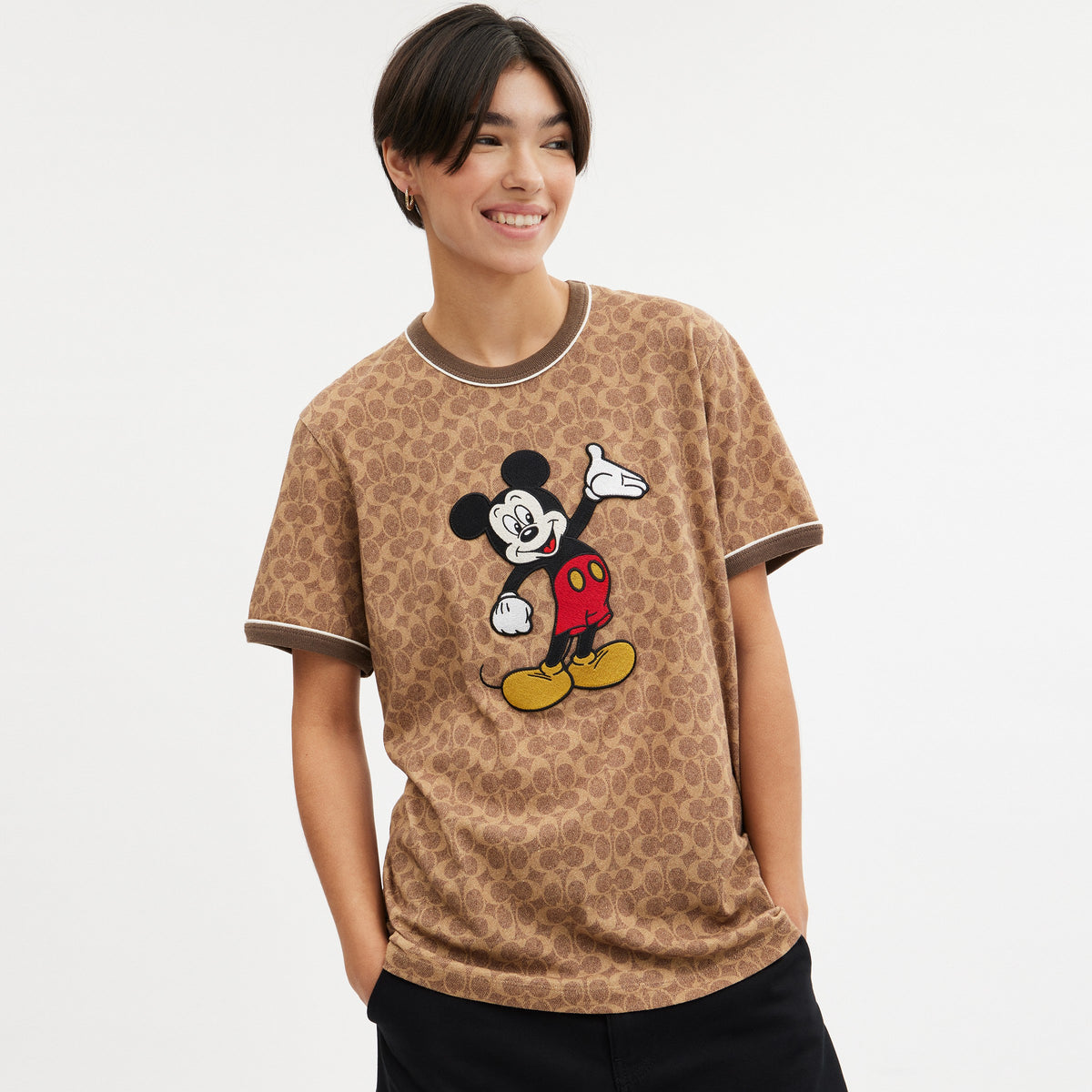 Coach Disney X Coach Signature Mickey Mouse T-Shirt - Tan Signature (2)