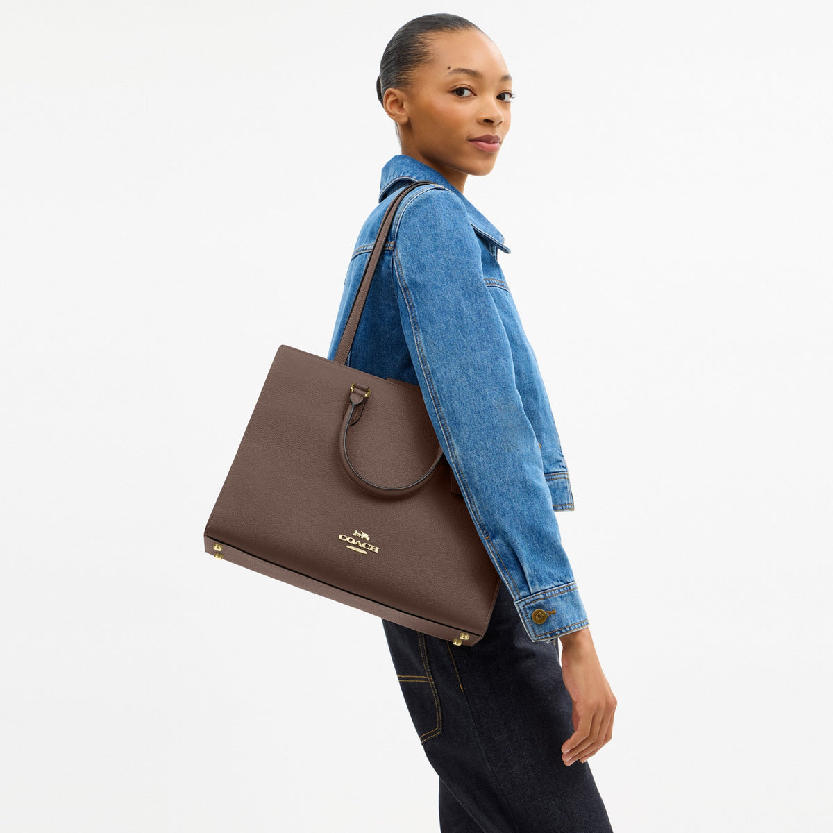 Coach Maggie Tote Bag - Gold/Dark Stone (Women's)