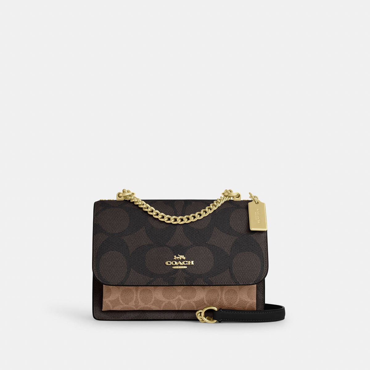 Coach Klare Crossbody Bag In Blocked Signature Canvas - Gold/Walnut/Tan