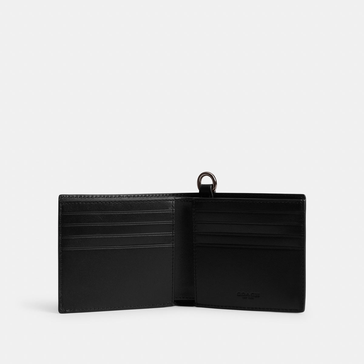 Coach Billfold Wallet With Chain In Signature Canvas - Black Signature (2)