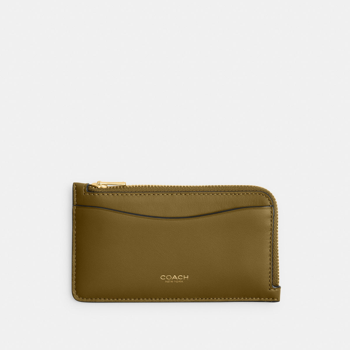 Coach New York Zip Card Case - Brass/Muted Olive (Women's)