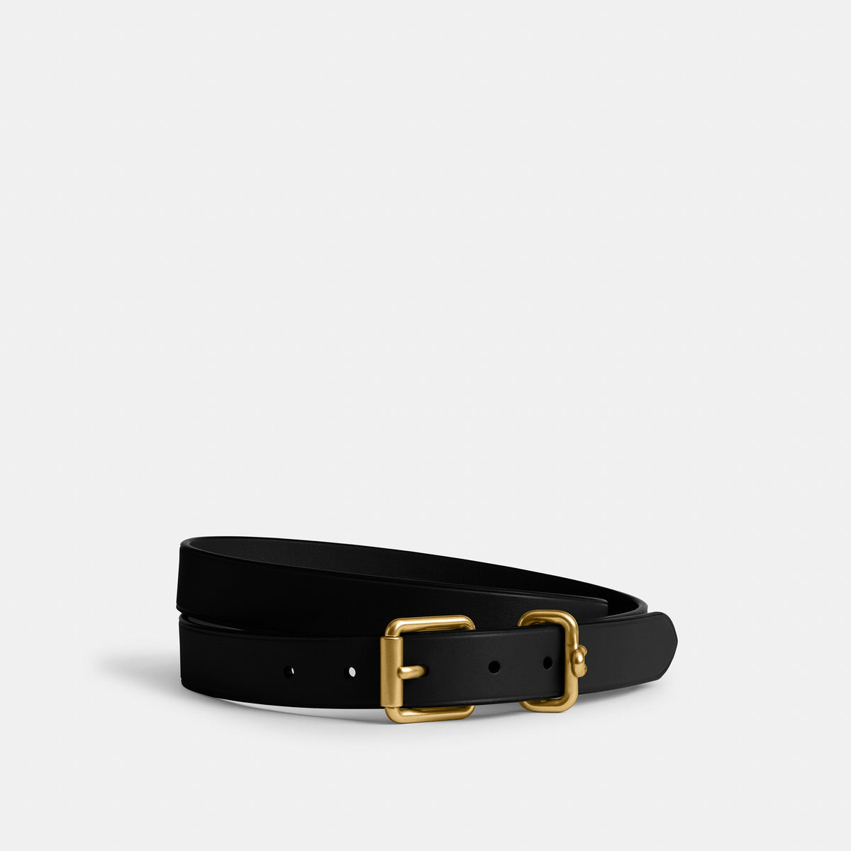 Coach Roller Buckle Belt, 25MM - Brass/Black