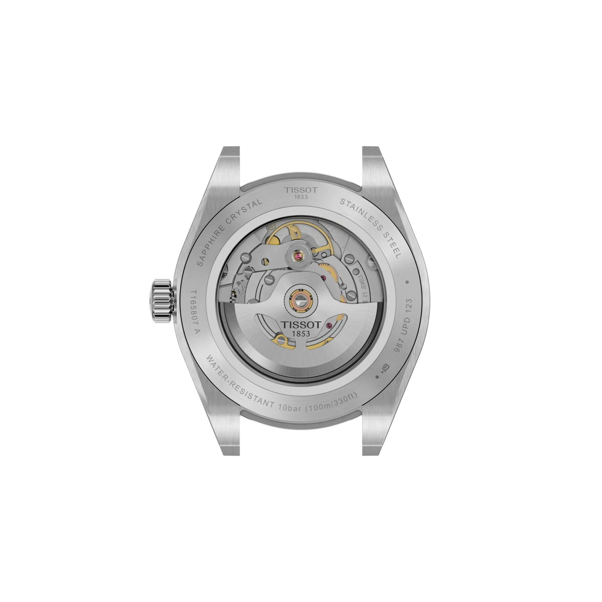 Back view of the watch case Tissot Gentleman Gold Bezel 38mm