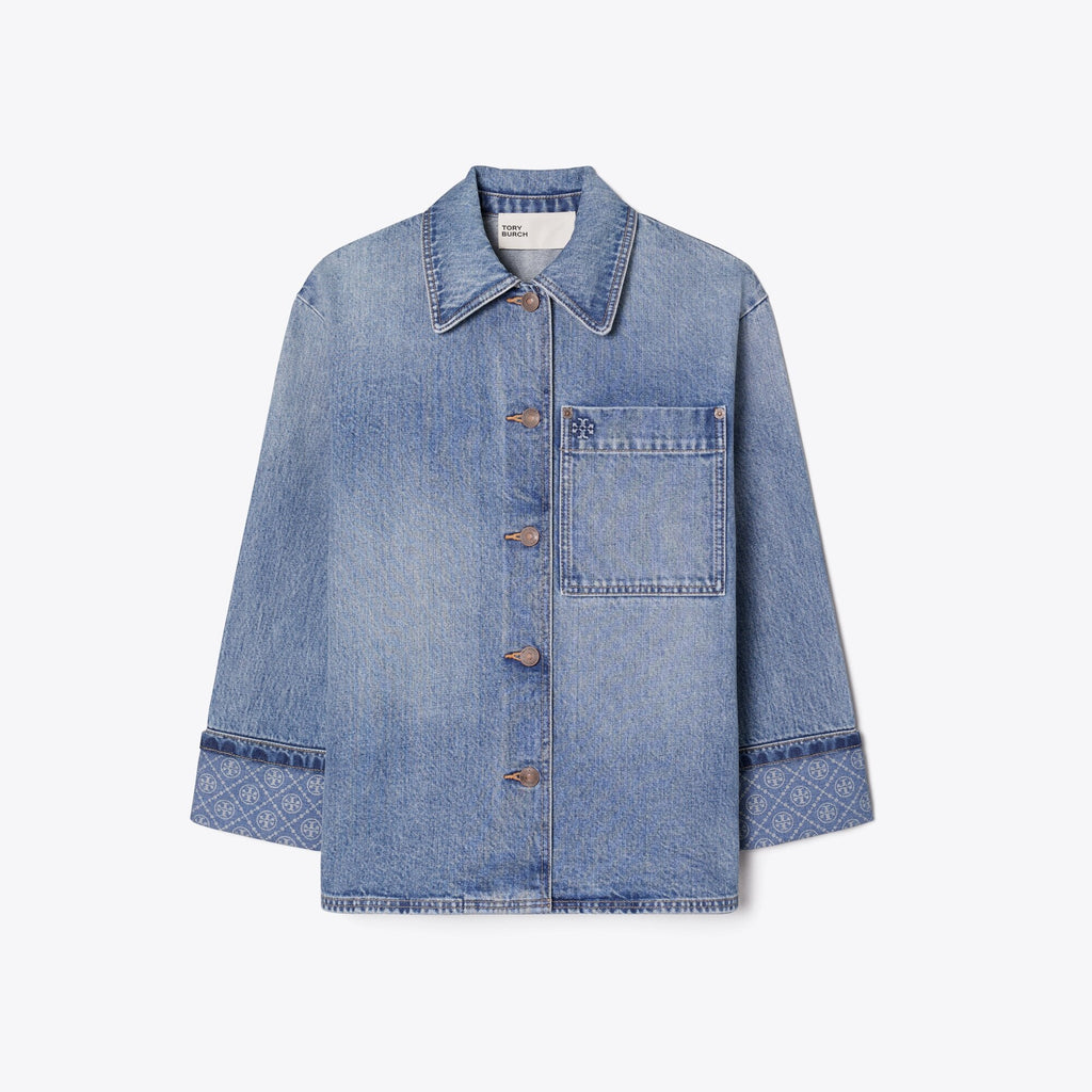 Tory Burch Denim Barn Jacket - Light Vintage Wash