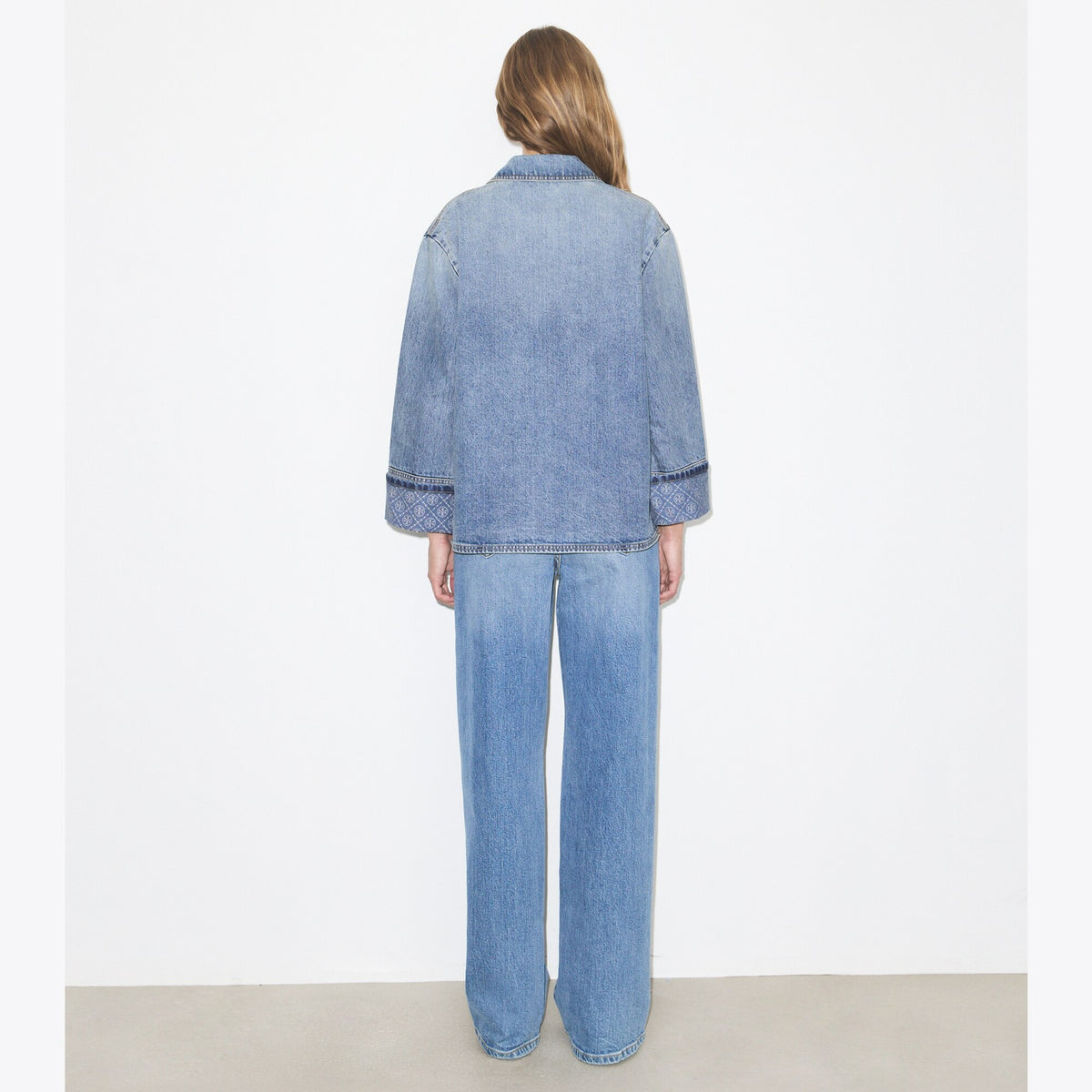 Tory Burch Denim Barn Jacket - Light Vintage Wash - 5