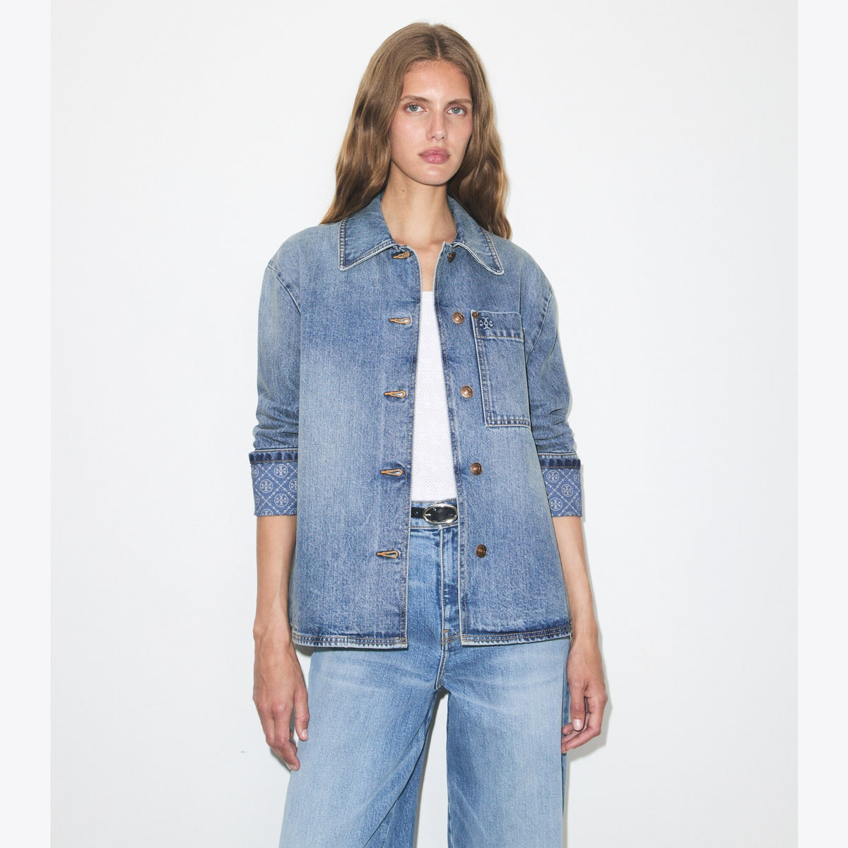 Tory Burch Denim Barn Jacket - Light Vintage Wash - 2