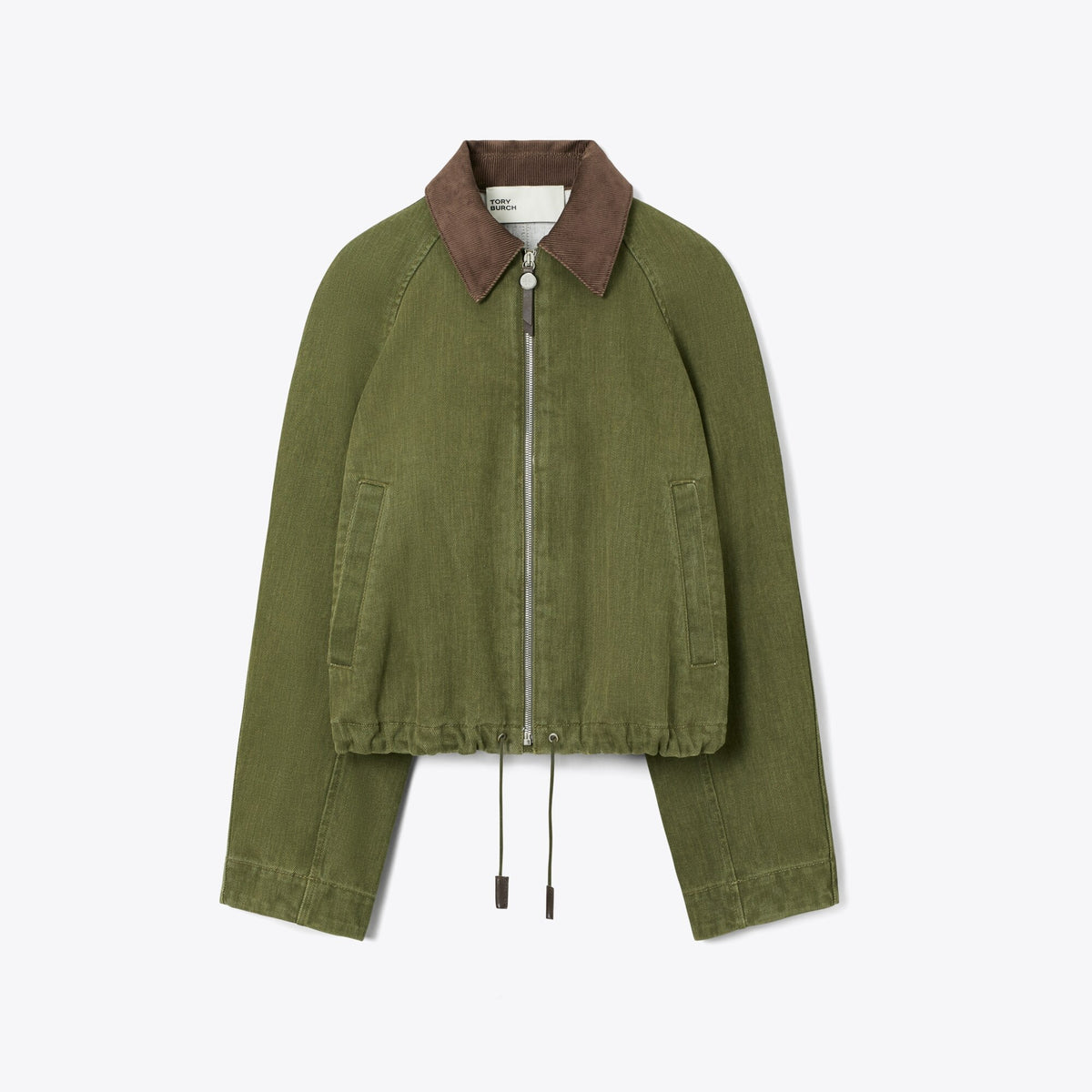 Tory Burch Denim Bomber Jacket - Distressed Green