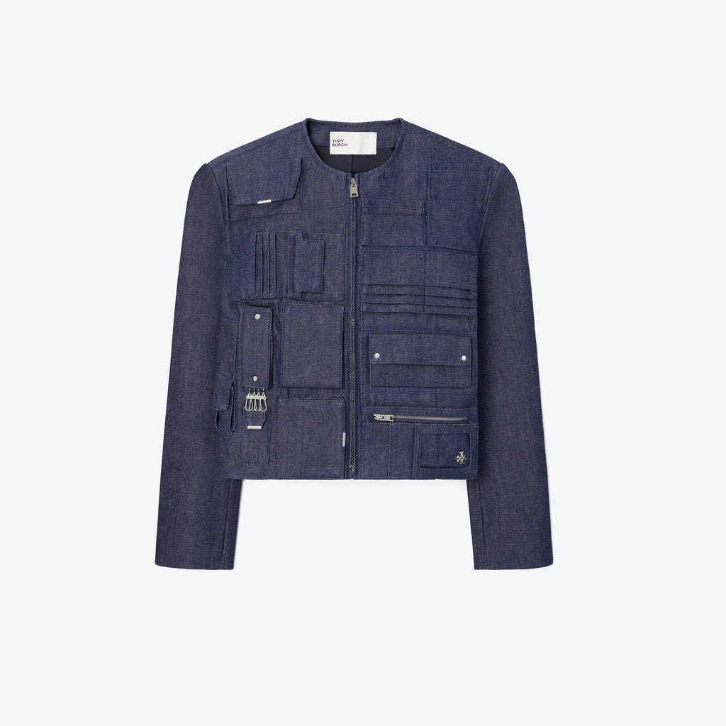Tory Burch Denim Handbag Jacket - Raw/Unwashed