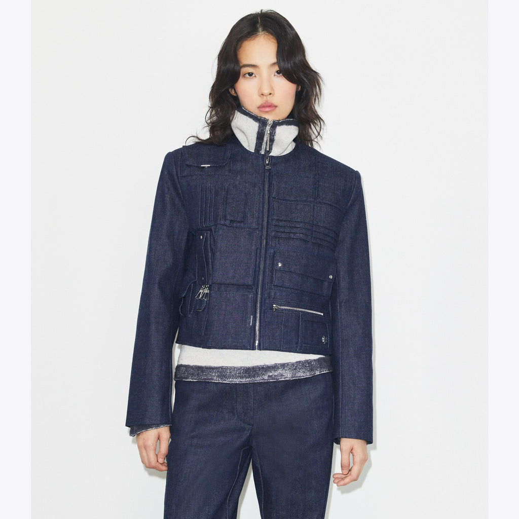 Tory Burch Denim Handbag Jacket - Raw/Unwashed - 2
