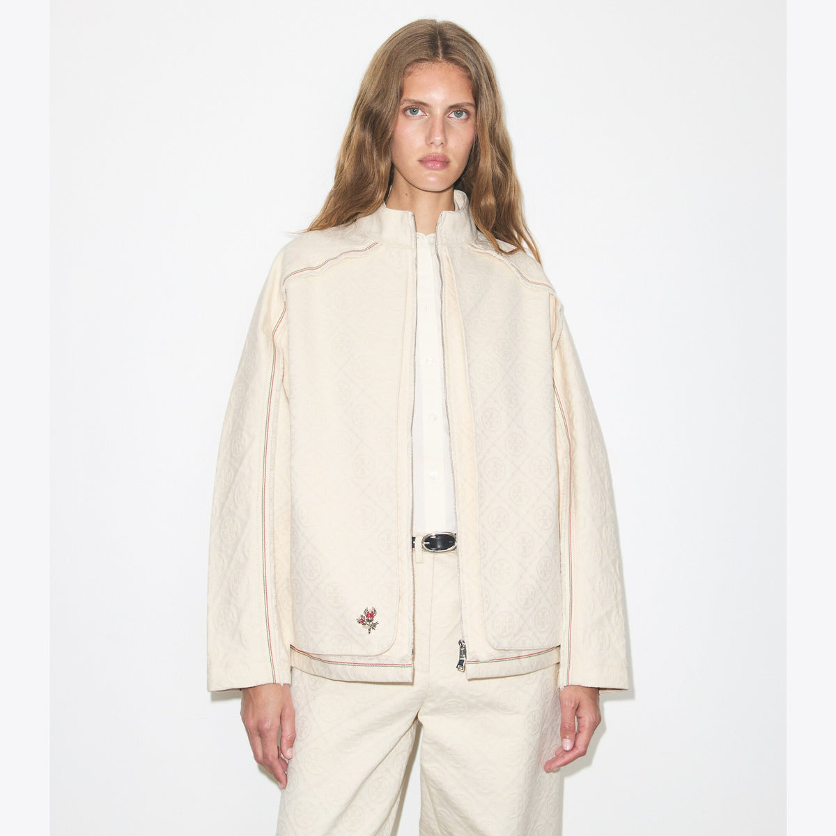 Tory Burch Denim Jacket - White/Ivory T Monogram - 2