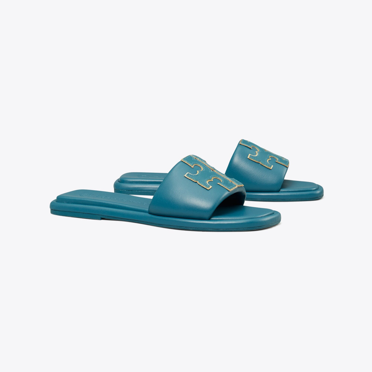 Tory Burch Double T Sport Slide - Brisk Blue / Gold