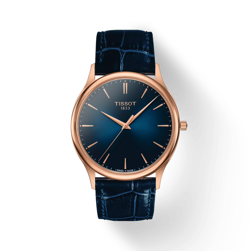 Front view of the watch Tissot Excellence 18K Gold with shadow