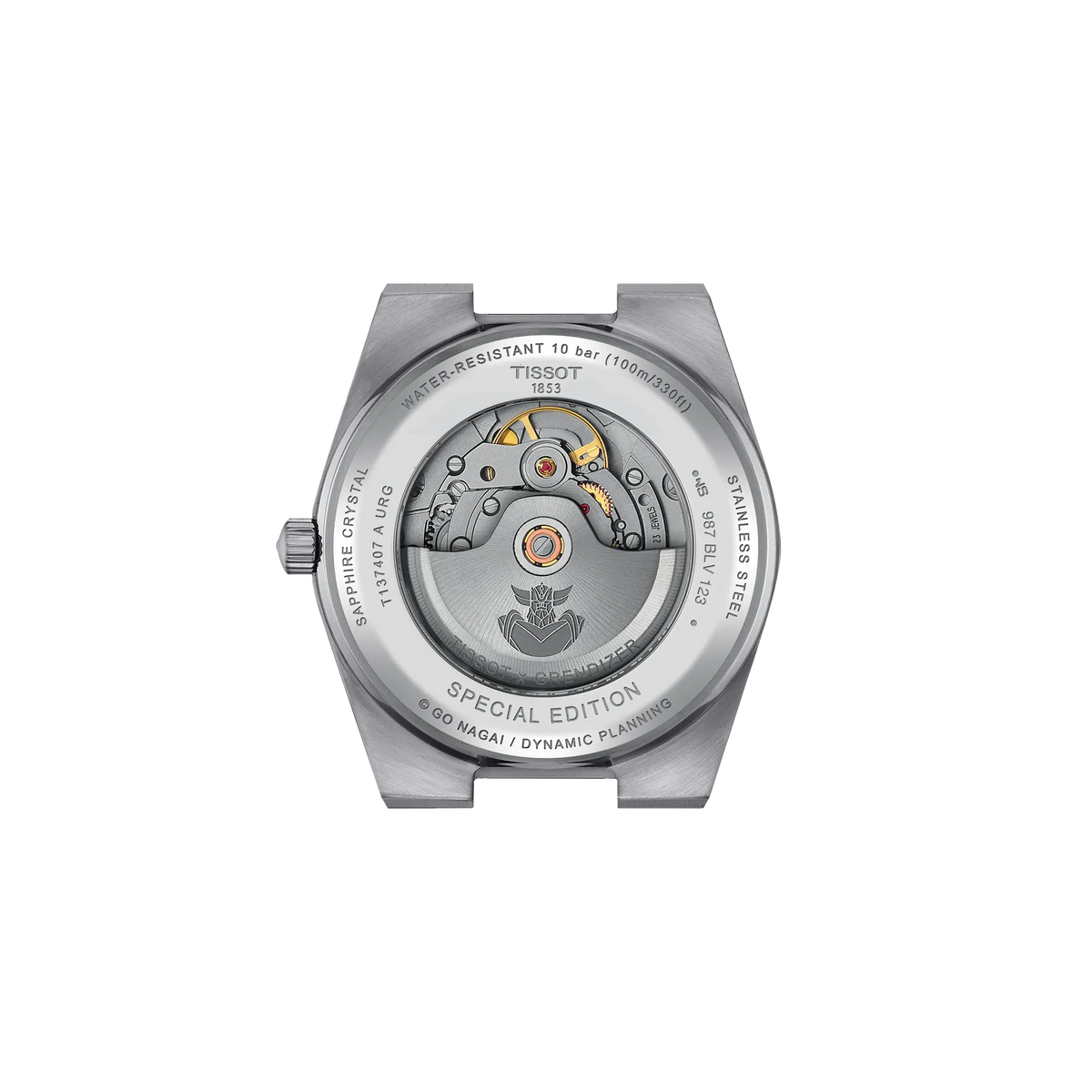Back view of the watch case Tissot PRX UFO Robot Grendizer 40mm