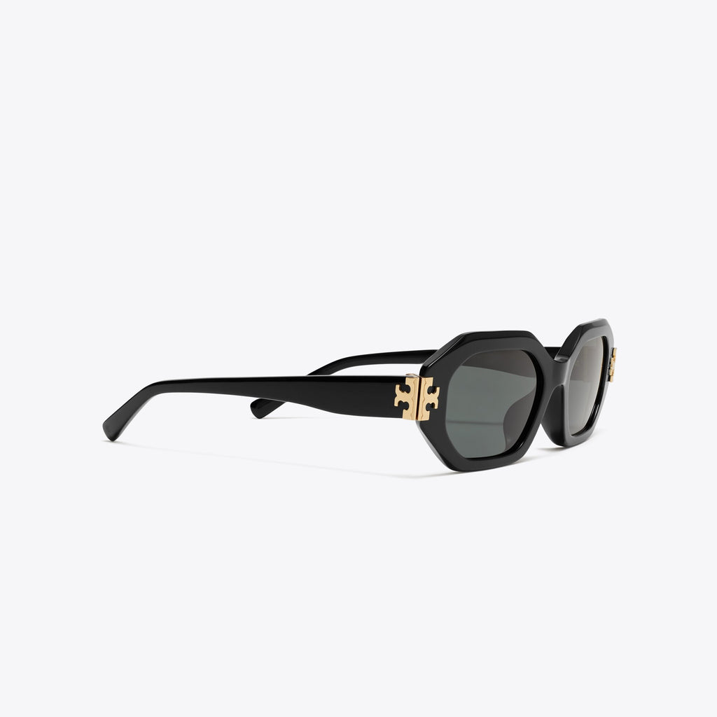 Tory Burch Eleanor Geometric Sunglasses - Black/Dark Gray - 2