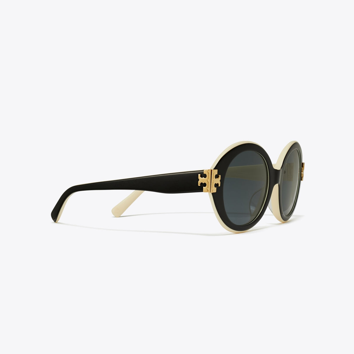 Tory Burch Eleanor Oval Sunglasses - Black/Ivory/Dark Grey Solid - 2