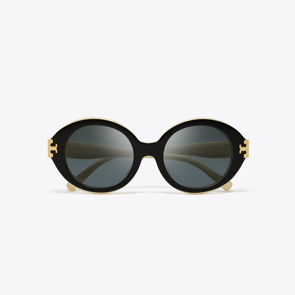 Tory Burch Eleanor Oval Sunglasses - Black/Ivory/Dark Grey Solid - 3