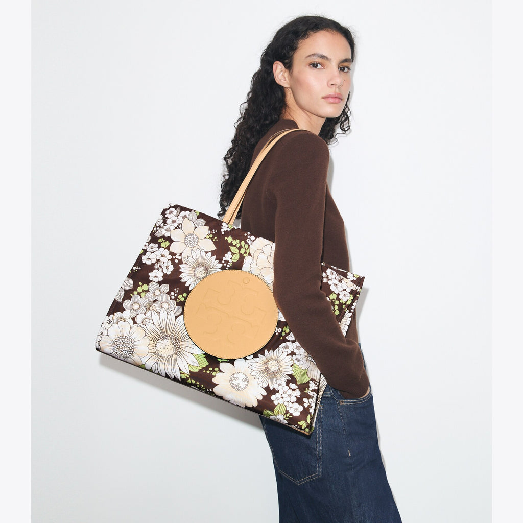Tory Burch Ella Printed Tote - Floral Green/Brown - 2