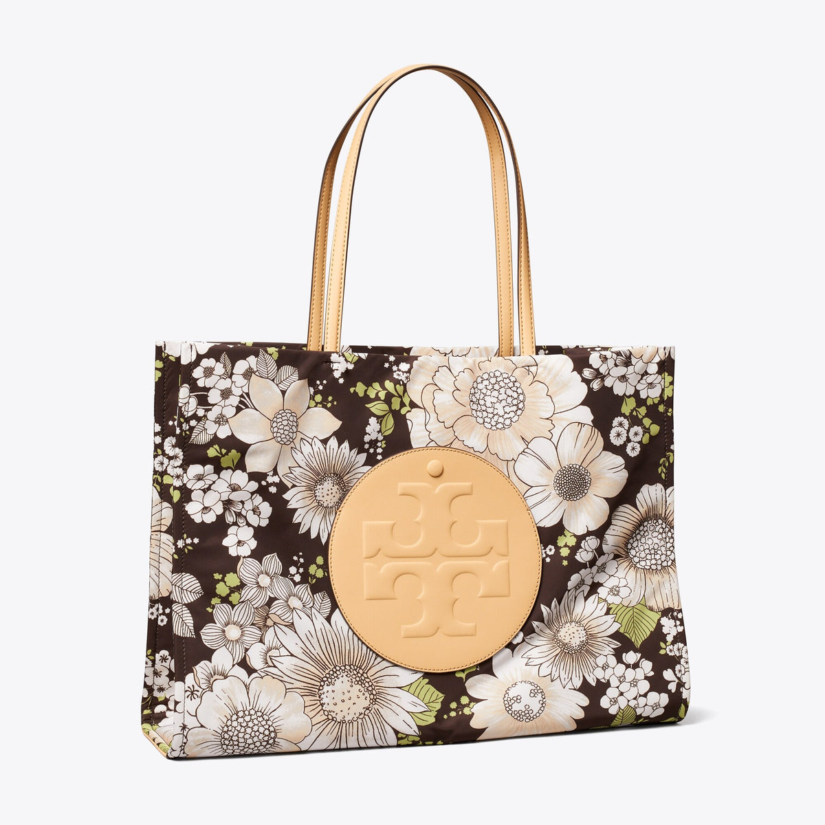 Tory Burch Ella Printed Tote - Floral Green/Brown