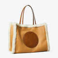 Tory Burch Ella Shearling Tote - Light Natural / Brown