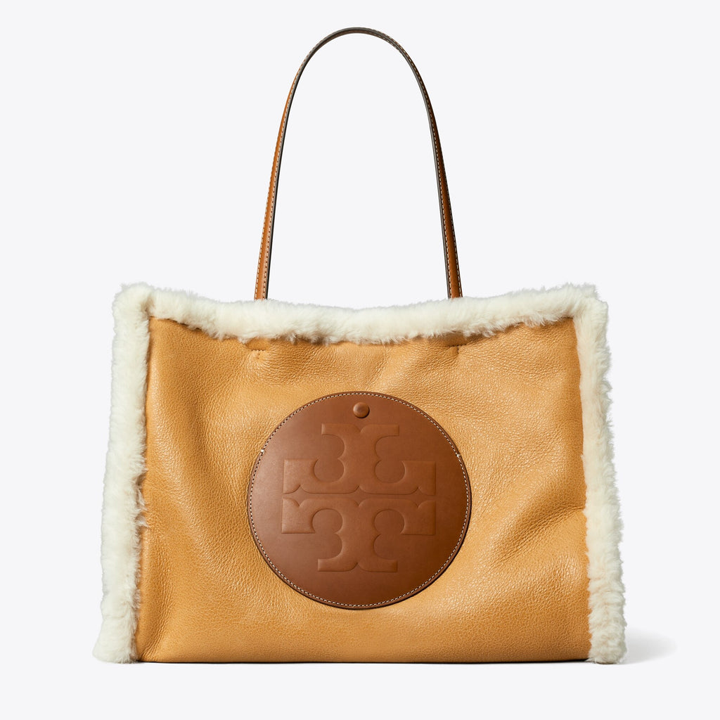 Tory Burch Ella Shearling Tote - Light Natural / Brown - 3