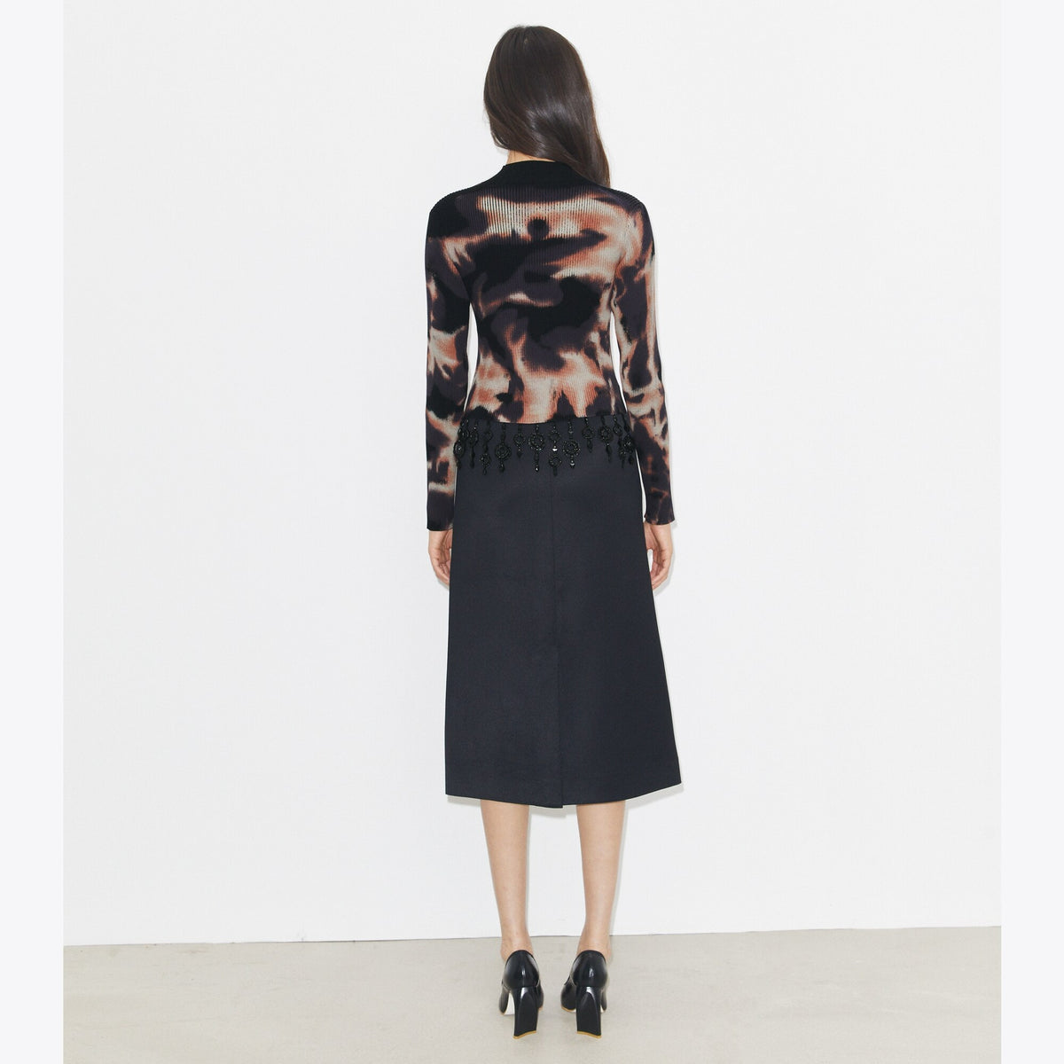 Tory Burch Embellished Cotton Top - Black / Brown - 5