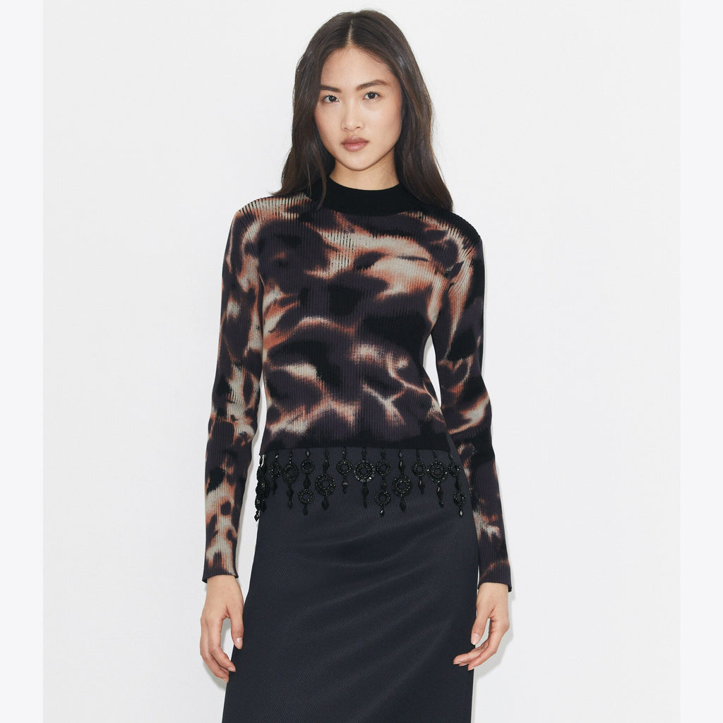 Tory Burch Embellished Cotton Top - Black / Brown - 2